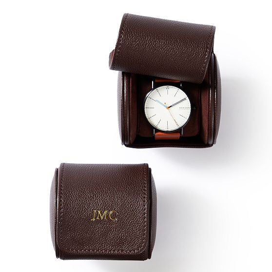 Travel Jewelry Watch Roll, Single, Chocolate | Mark and Graham
