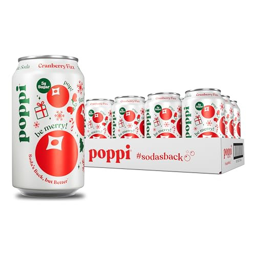 Poppi Sparkling Prebiotic Soda Beverage with Apple Cider Vinegar, Seltzer Water and Fruit Juice, Cranberry Fizz Flavor, 12 Fl Oz, Pack of 12, Packaging May Vary | Amazon (US)