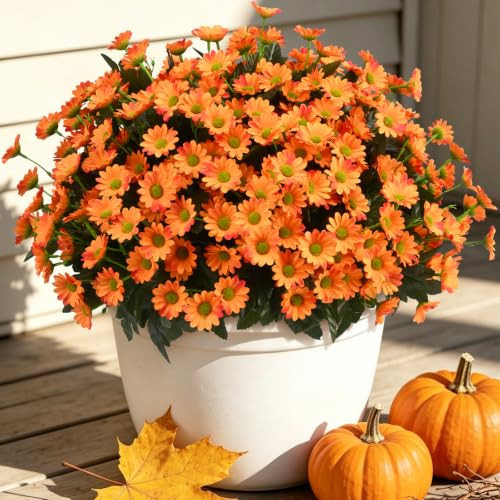12 Bundles Fake Dasiy Artificial Mums Flowers for Outdoors Decoration | Amazon (US)