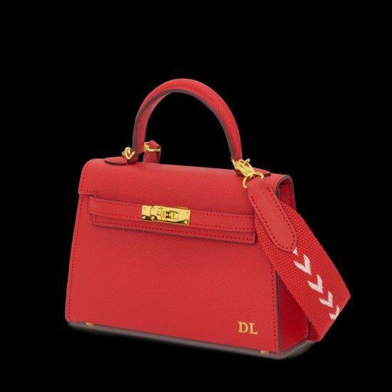 Lily & Bean Hettie Mini Bag - Traffic Light Red with Initials | Lily and Bean