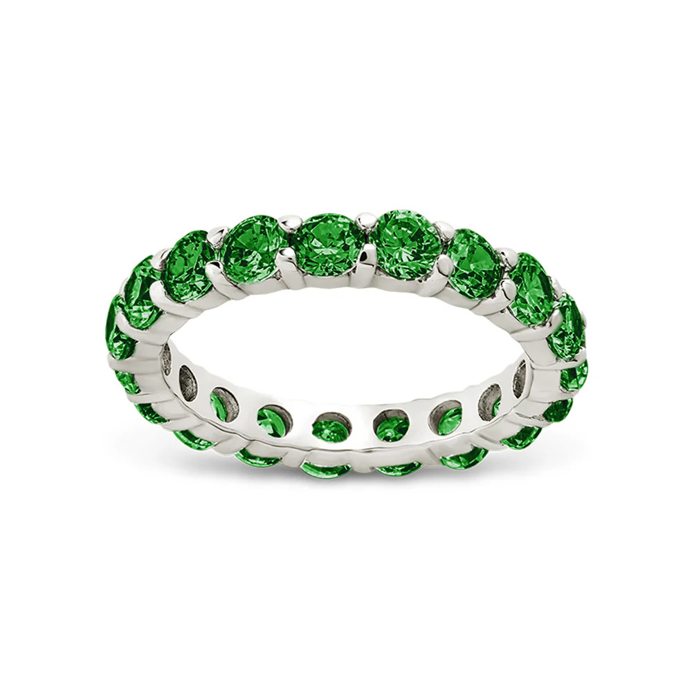 Sterling Silver Gracie Emerald CZ Eternity Ring | Sterling Forever
