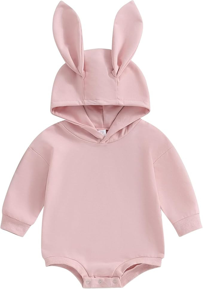 Kupretty My First Easter Baby Boy Girl Outfit Long Ear Bunny Romper Sweatshirt Hooded Bubble Ones... | Amazon (US)