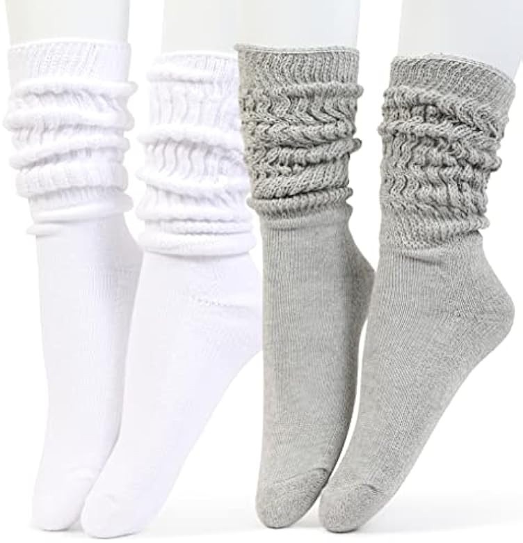 HOT FEET Slouch Socks for Women 2 Pairs and Little Girls 6 Pairs - Colorful and Fun Scrunch Socks... | Amazon (US)