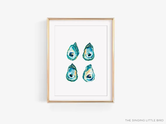Oyster Art Print  Hand Painted Beach Art  Home Watercolor  - Etsy | Etsy (US)