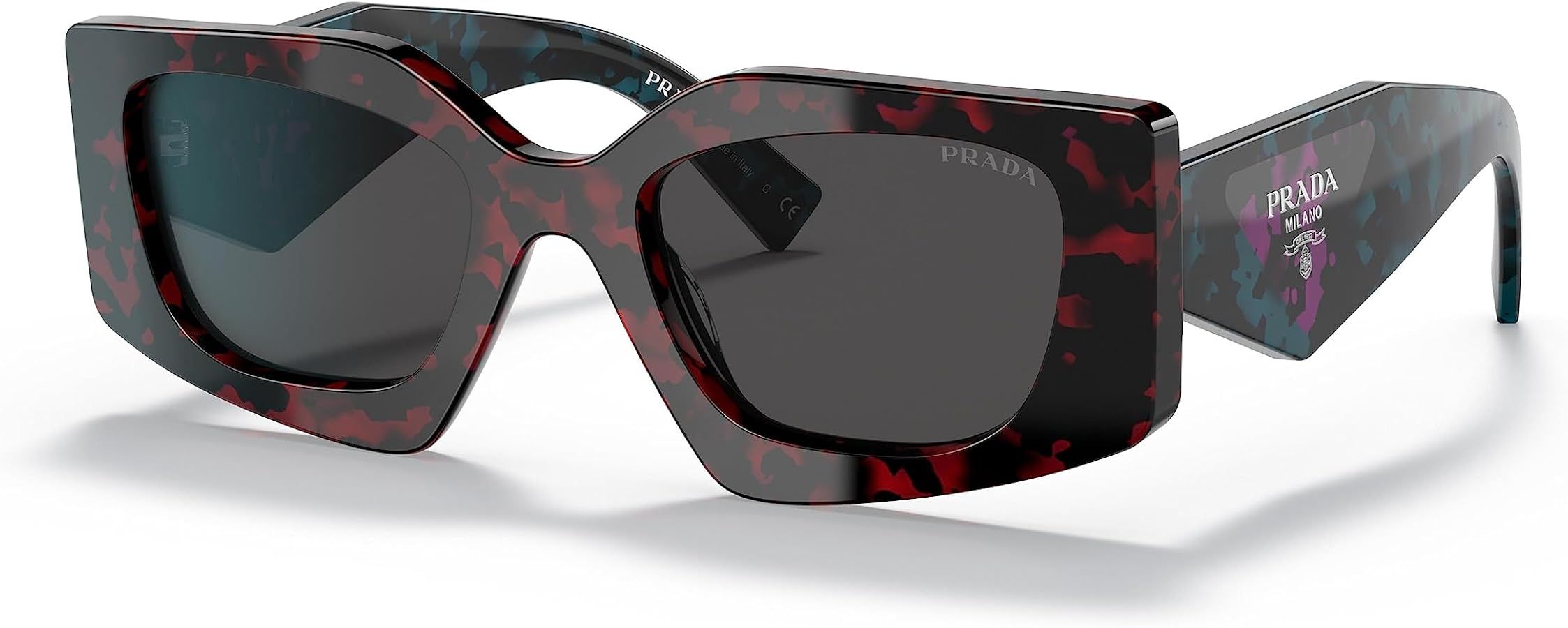 Prada PR 15YS 09Z5S0 Scarlet Tortoise Plastic Irregular Sunglasses Grey Lens | Amazon (US)