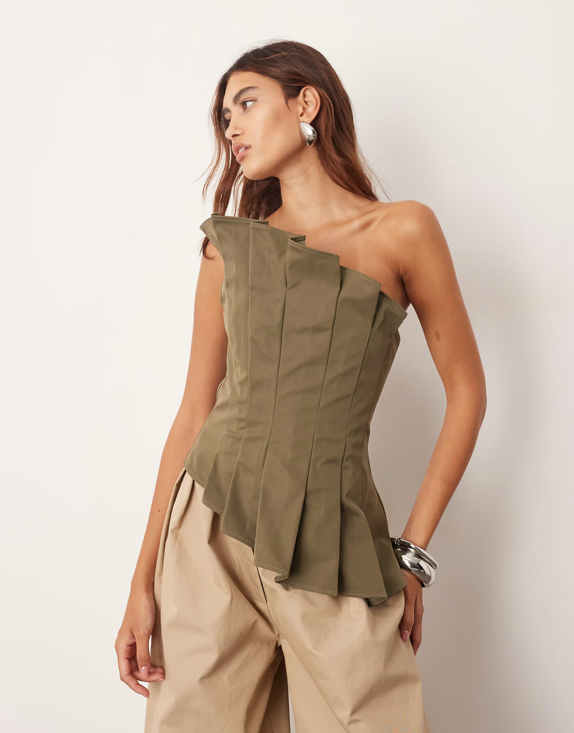 ARRANGE sculpted bandeau top in olive | ASOS (Global)