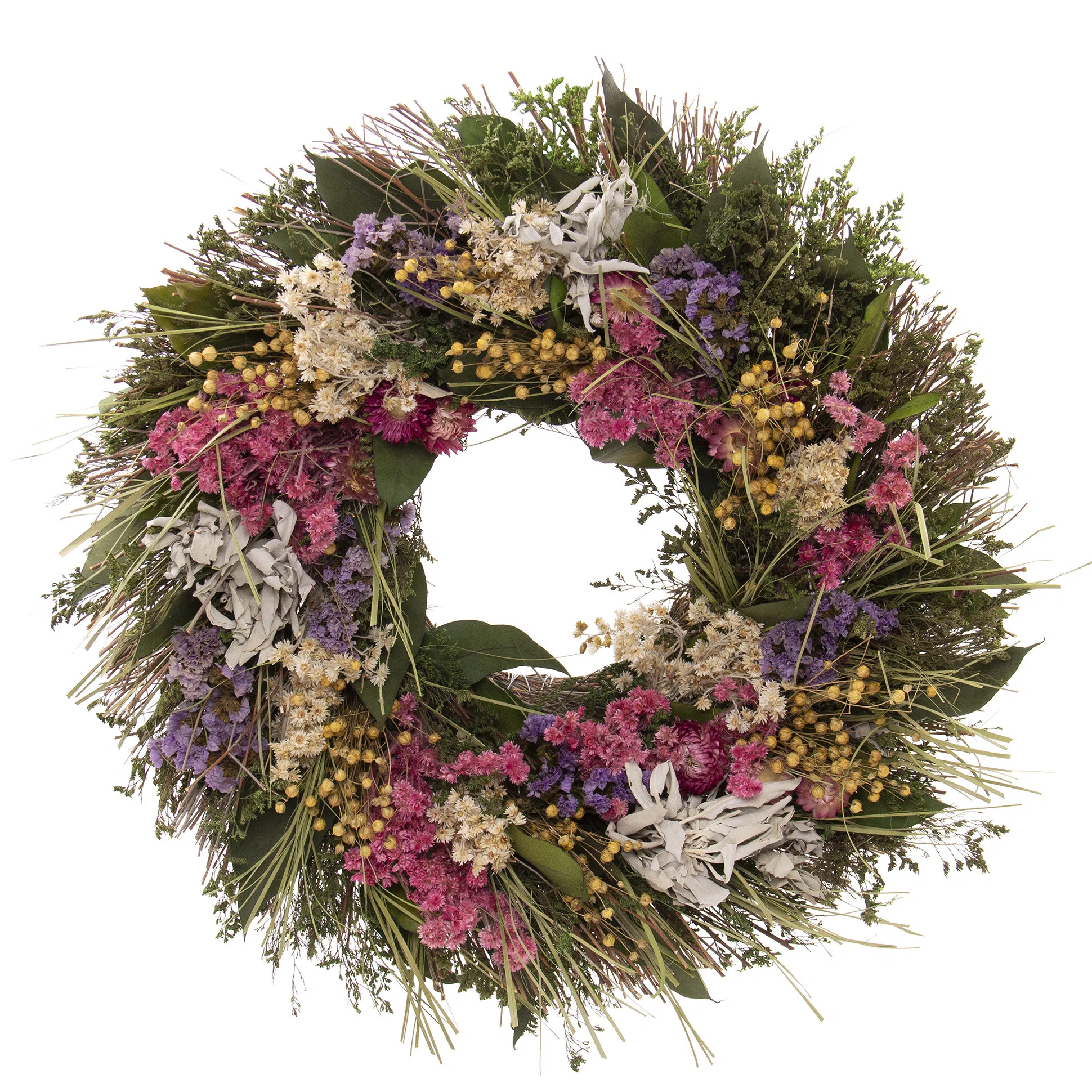 Arlmont & Co. Fresh Flowers & Sage 19" Floral Wreath "& Reviews" | Wayfair | Wayfair North America