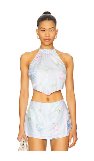 LoveShackFancy Hollison Top in Baby Blue. - size 0 | Revolve Clothing (Global)