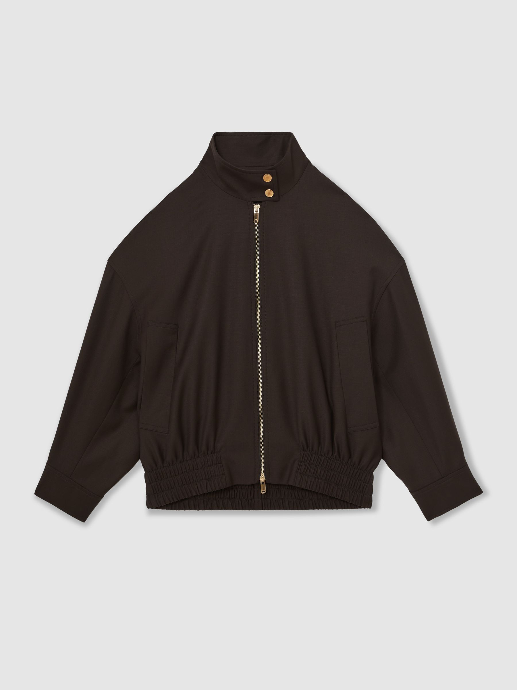 Reiss Wool Bomber Jacket in Chocolate Brown - REISS | Reiss UK