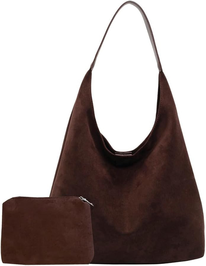 Suede Slouchy Bag for Women Tote Bag Shoulder Satchel Bag Large Brown Suede Purse Office Travel H... | Amazon (CA)