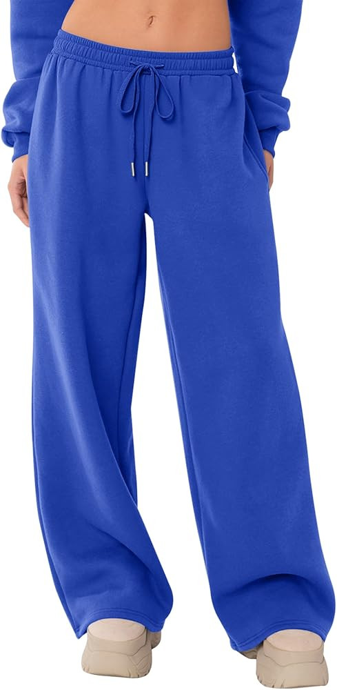 LOMON Women's Sweatpants Wide Leg Fleece Lined Sweat Pants Spring Winter Clothes 2026 Baggy Draws... | Amazon (US)