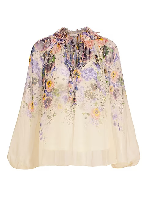 Tama Floral Balloon-Sleeve Blouse | Saks Fifth Avenue