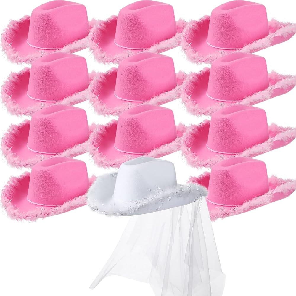 Unittype 12Pcs Cowgirl Hats Bride Cowboy Hats Bachelorette Cowboy Hat for Party Wedding Bachelore... | Amazon (US)