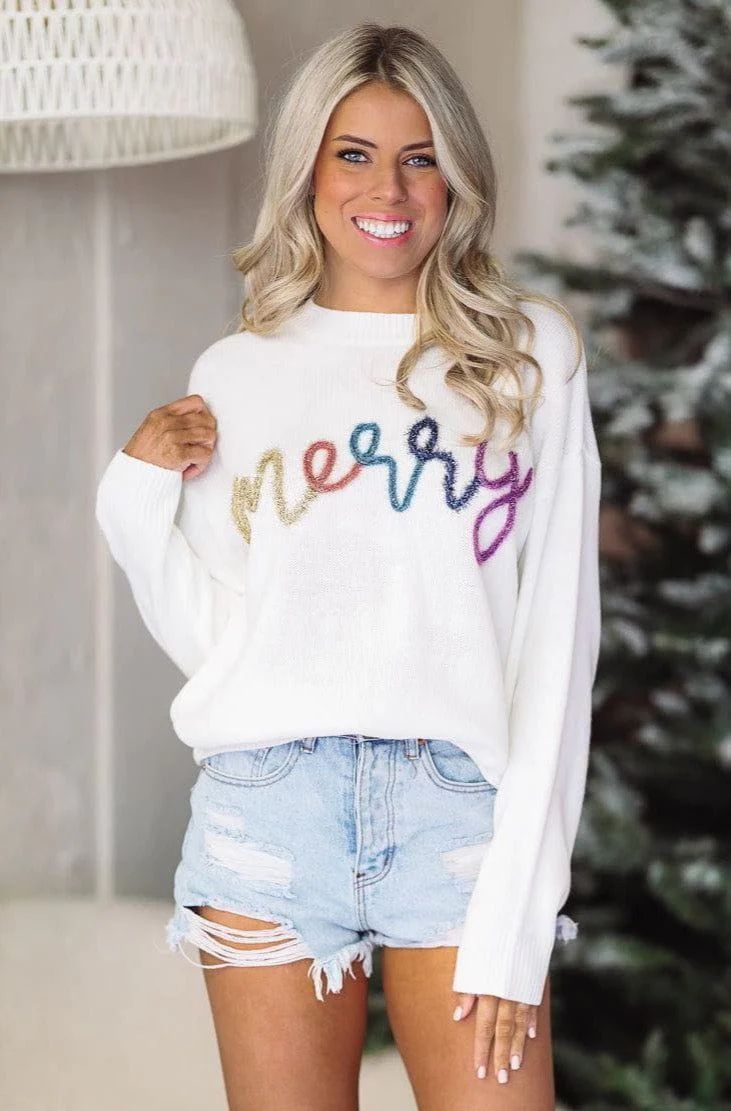 Merry Tinsel Sweater - Ivory | Hazel and Olive