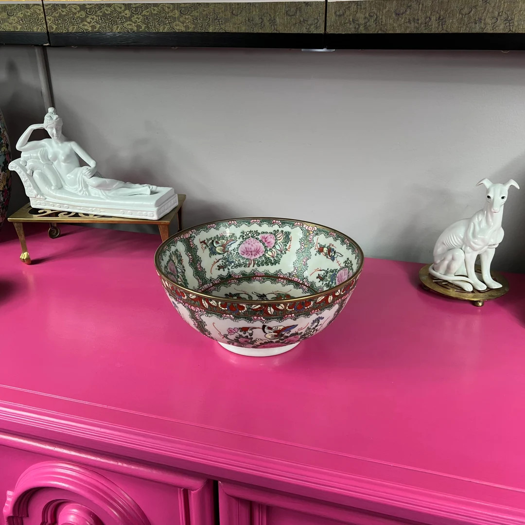 Vintage Rose Canton Rose Medallion Bowl Large Chinoiserie | Etsy (US)