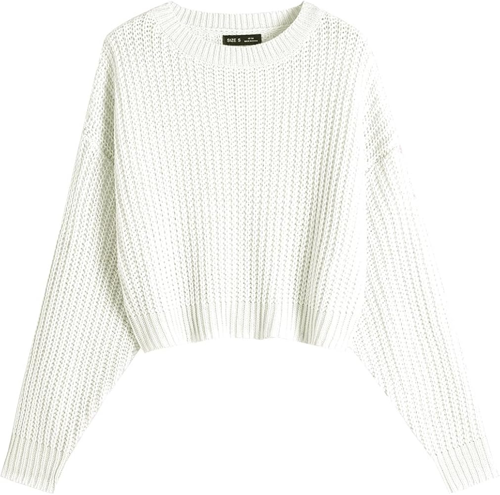 Ckikiou Spring Fall Crew Neck Batwing Cute Cropped Sweater for Women Sexy Lightweight Soft Knitte... | Amazon (US)