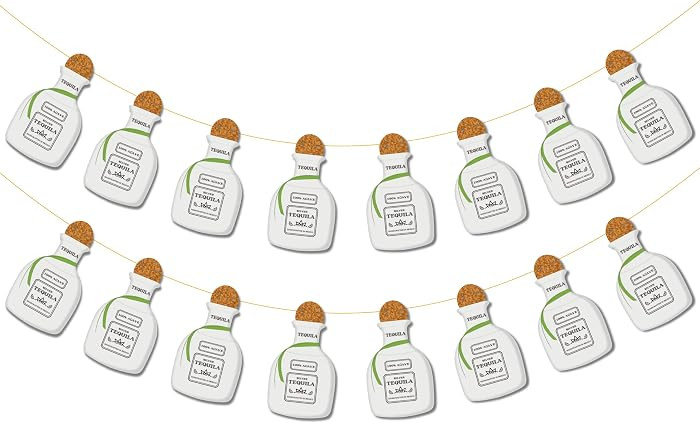 Tequila Party Decorations Bottle Banner (16pc, 12ft String) Cinco de Mayo Decorations, 21st Birth... | Amazon (US)