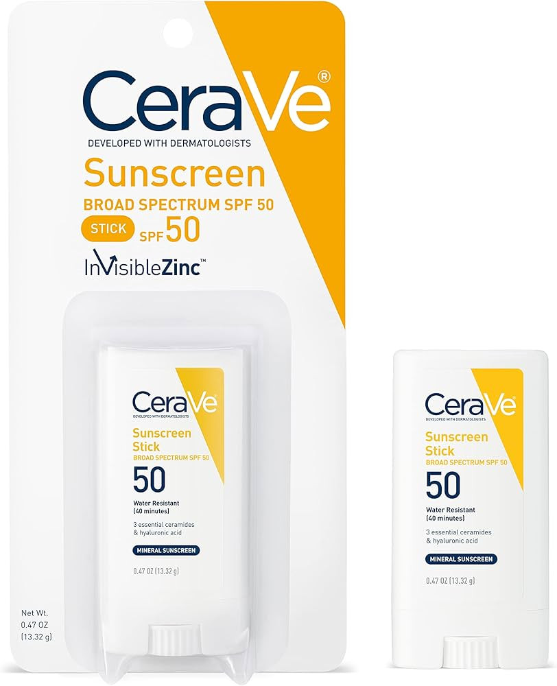 CeraVe Mineral Sunscreen Stick SPF 50 | Broad Spectrum SPF + Hyaluronic Acid + Ceramides | Titani... | Amazon (US)