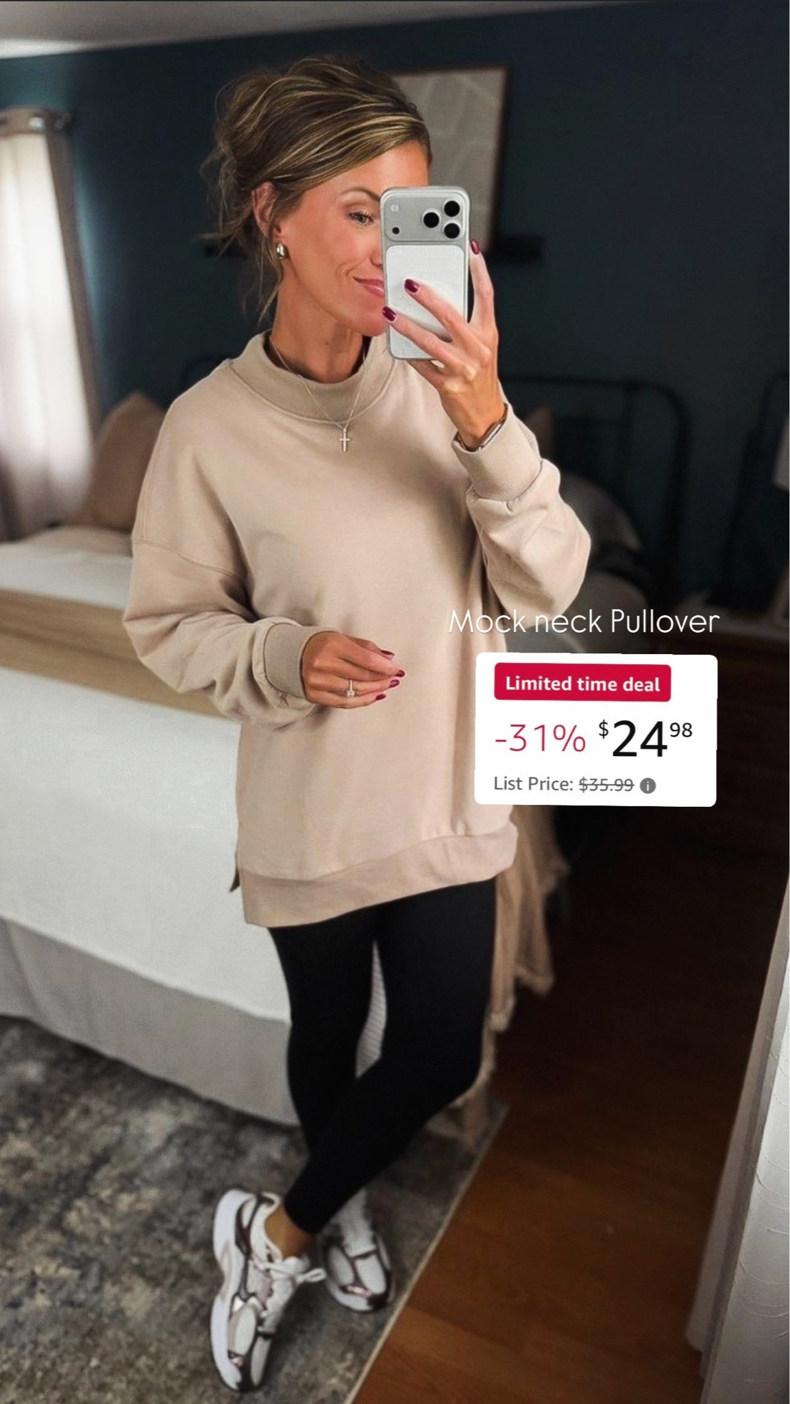 Word is mock necks are trending for Fall 
This Amazon style is currently on sale. Wearing medium in top and leggings.

#LTKSeasonal #LTKOver40 #LTKSaleAlert