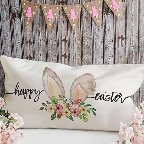 Easter Pillow Cover 12x20 inch Easter Lumbar Pillow Cover Farmhouse Easter Decor for Home Bunny Flor | Amazon (US)