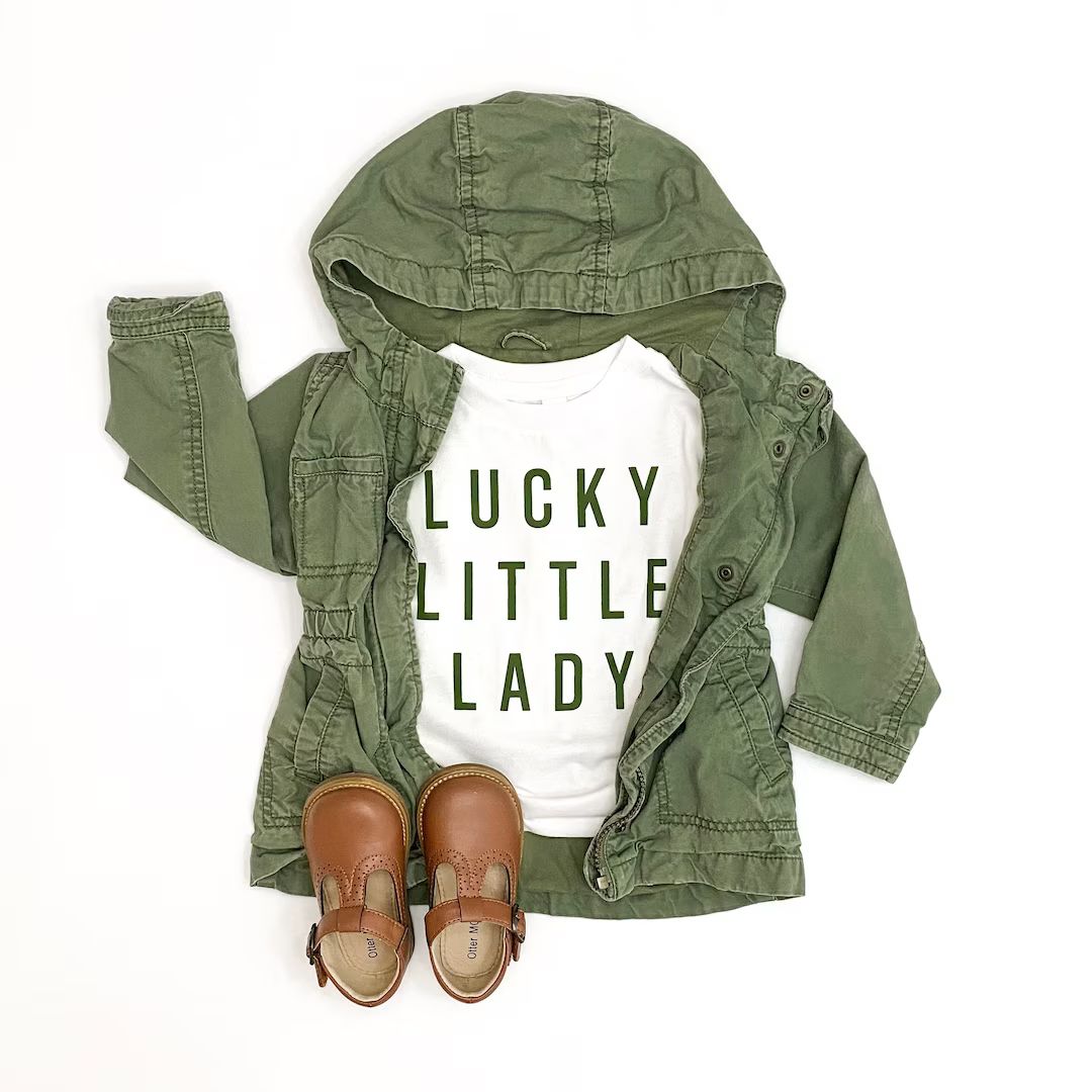 Lucky Little Lady Tee - Olive Design | Toddler St. Patty's Shirt  | Child St Patrick's Day Shirt ... | Etsy (US)