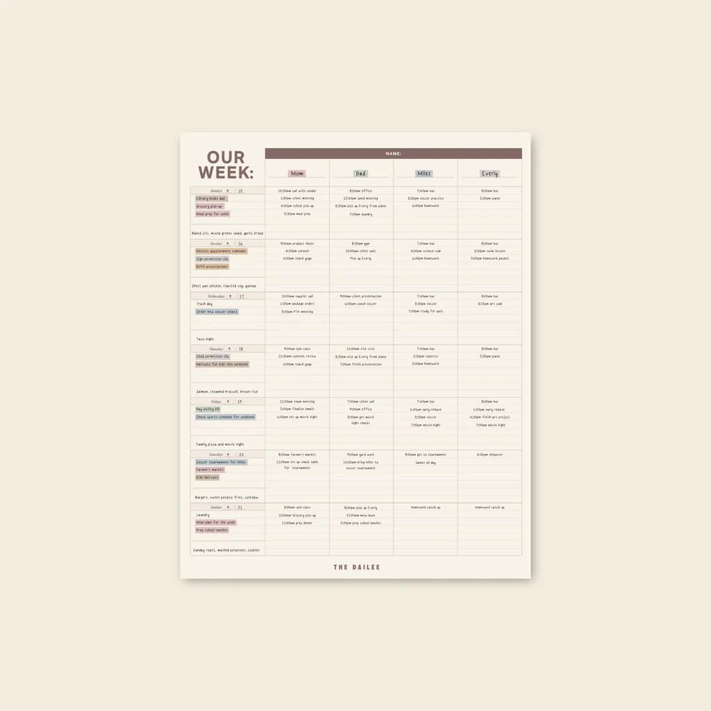 Family Fridge Calendar | The Dailee