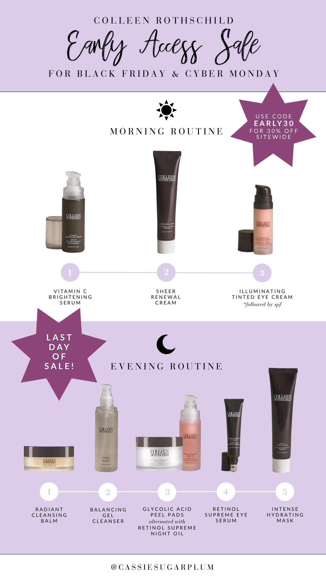 Last day to shop early access for the Colleen Rothschild BFCM sale! Use code EARLY30 to get my entire skincare routine for 30% off. ✨

#LTKBeauty #LTKCyberWeek #LTKSaleAlert