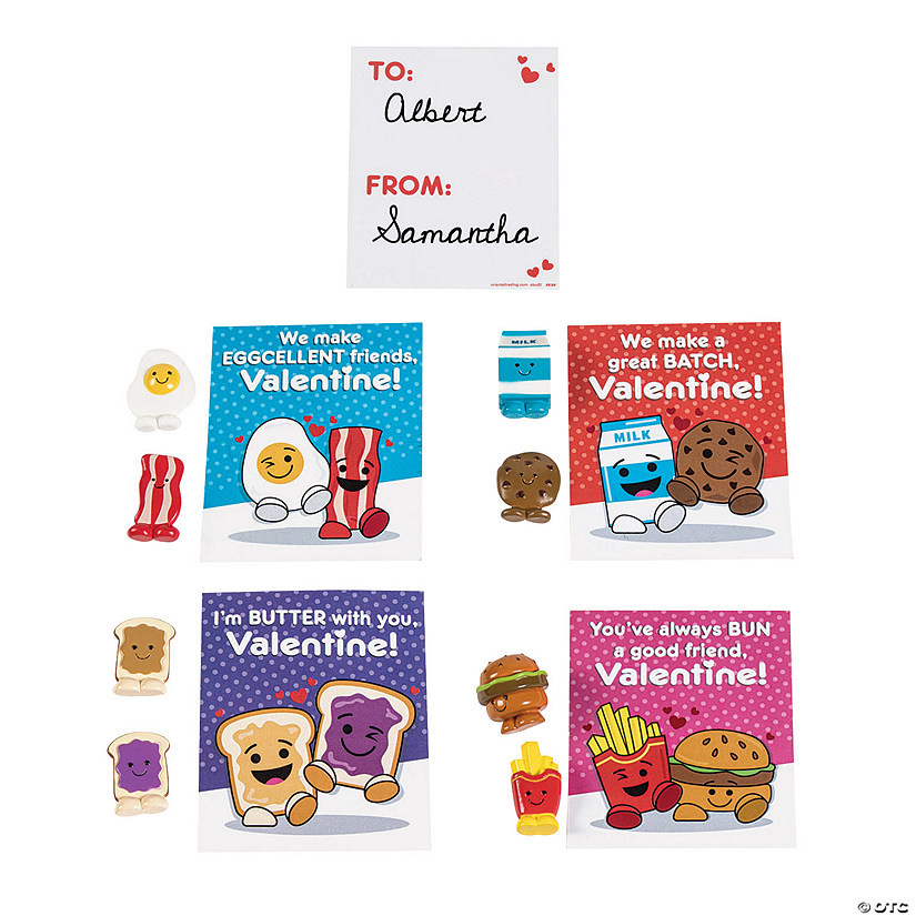 1" Micro Food Characters Valentine Exchanges with Card for 12 | Oriental Trading Company