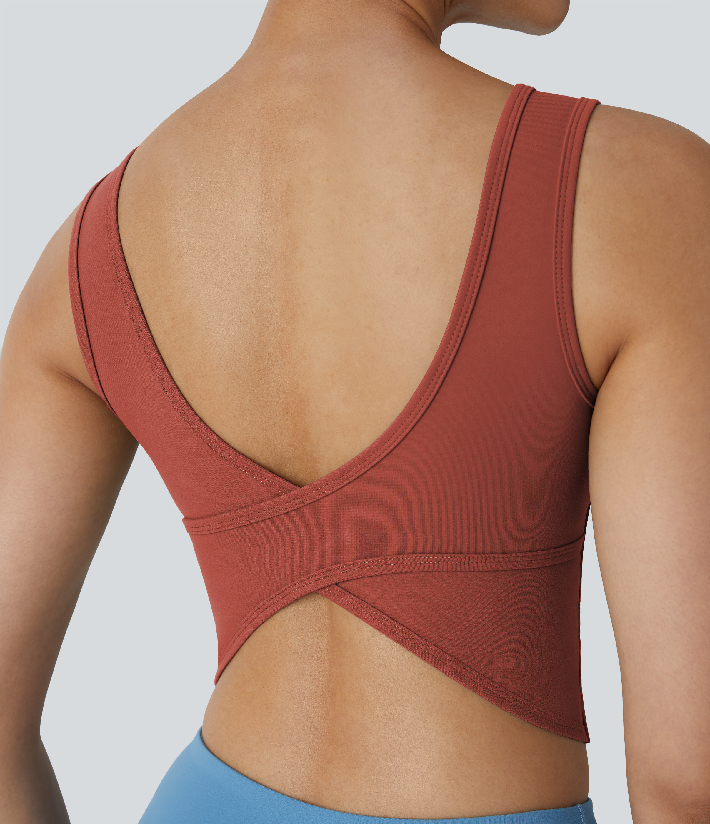 Halara U Neck Crossover Barre Ballet Dance Tank Top A-C Cups Tank Top - Goose Crest Red - L golf tops halter top tunic tops sleeveless tops | HALARA