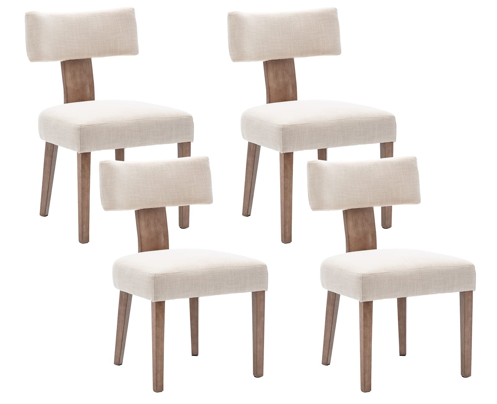 Upholstered Farmhouse Dining Chairs Set of 4 Mid Century Modern Dining Room Chairs Retro Linen Kitchen Chairs Armless Side Chairs with Wood Frame/Curved Back for Kitchen/Living Room,Beige,4PCS | Amazon (US)