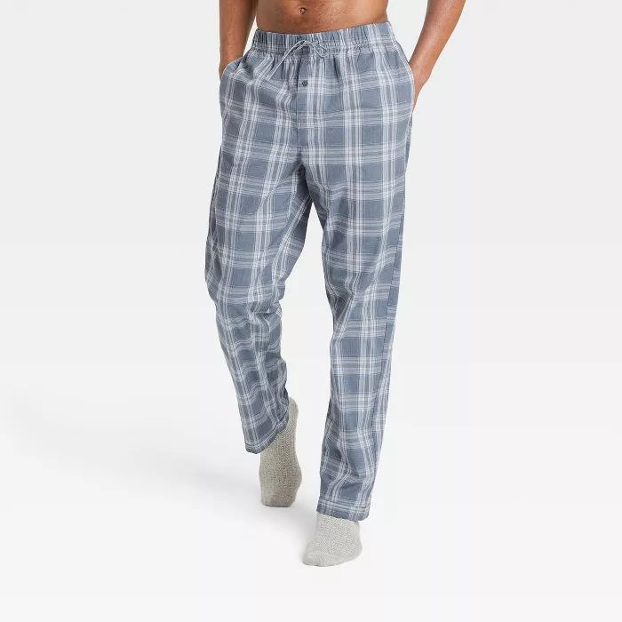 Men's Plaid Poplin Pajama Pants - Goodfellow & Co™ Dusty Blue | Target