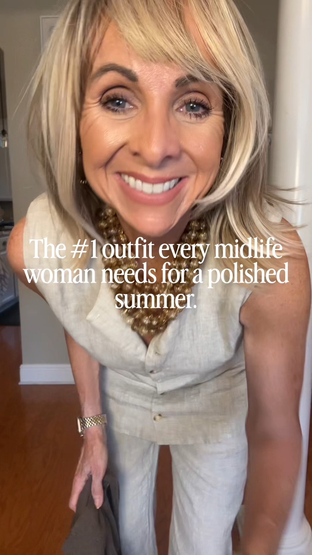 Quiet luxury from Quince! Bought these linen pants last year and the vest is new. Wear it now with a sweater draped over the shoulders and later alone.
Look expensive without spending! 
#quietluxury #styleover40 #linen 

#LTKOver40