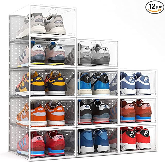 PINKPUM Shoe Storage Boxes, Shoe Organizer for Closet Clear, Shoe Boxes Clear Plastic Stackable, ... | Amazon (US)