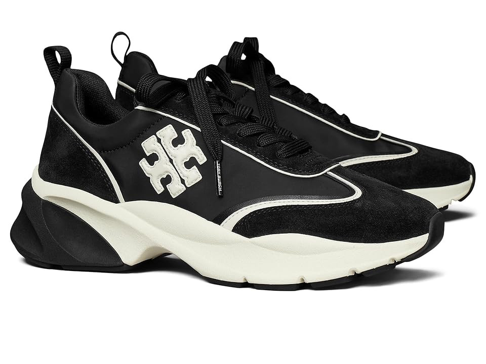 Tory Burch Good Luck Trainer Women's Shoes Perfect Black/New Ivory : 5.5 M, Leather/Suede | Zappos