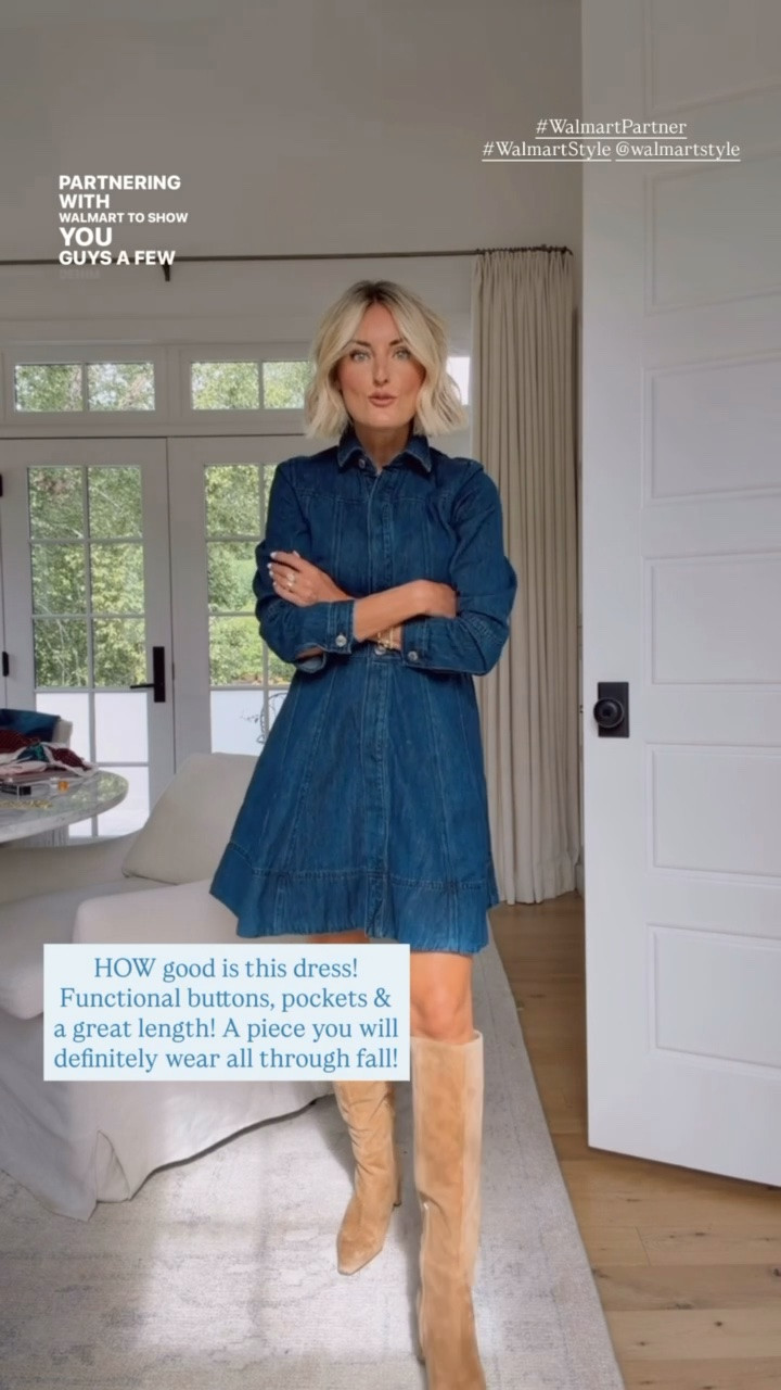 #WalmartPartner This denim dress is such a great staple for fall! So many ways you could style this for work or play! Wearing XS. #WalmartStyle @WalmartStyle 

Loverly Grey, Walmart find, Walmart fashion, denim dress, fall dress, fall fashion, fall outfit ideas

#LTKootd #LTKSeasonal