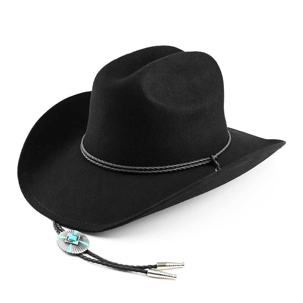 100% Wool Cowboy Hat Western Cowgirl Felt Hat for Men Women Classic Fedora Hats with Metal Gem Dr... | Amazon (US)