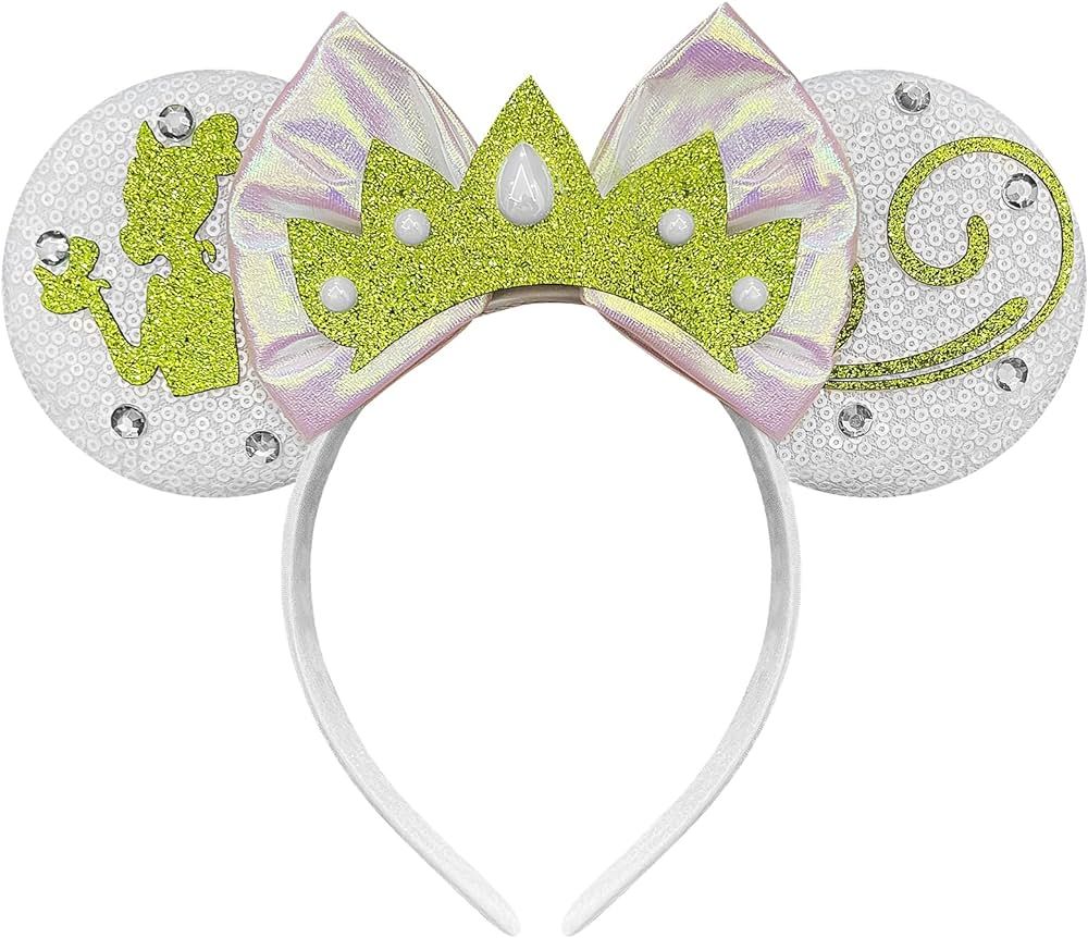Tiana Mouse Ears Headband for Women Girls Sequin Bows Headband Minnie Ears Princess Headband | Amazon (US)