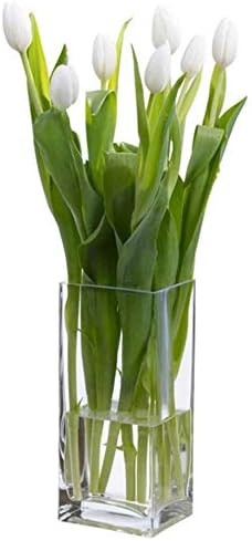 WGV Glass Rectangle Block Vase, Width x Length 3" x 4", Height 9", Clear Floral Planter Container Vo | Amazon (US)