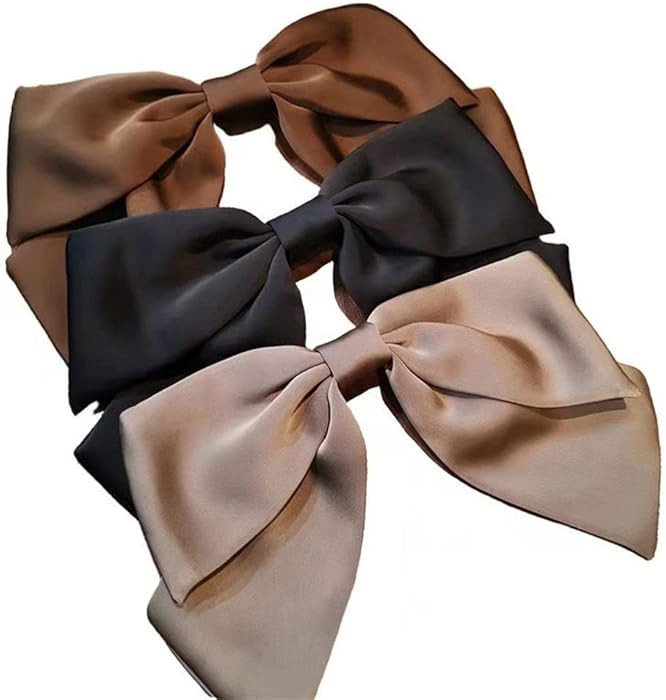 Large Hair Bows Hair Barrettes Silky Satin Ribbon French Bowknot Hair Clips For Thick And Fine Ha... | Amazon (UK)