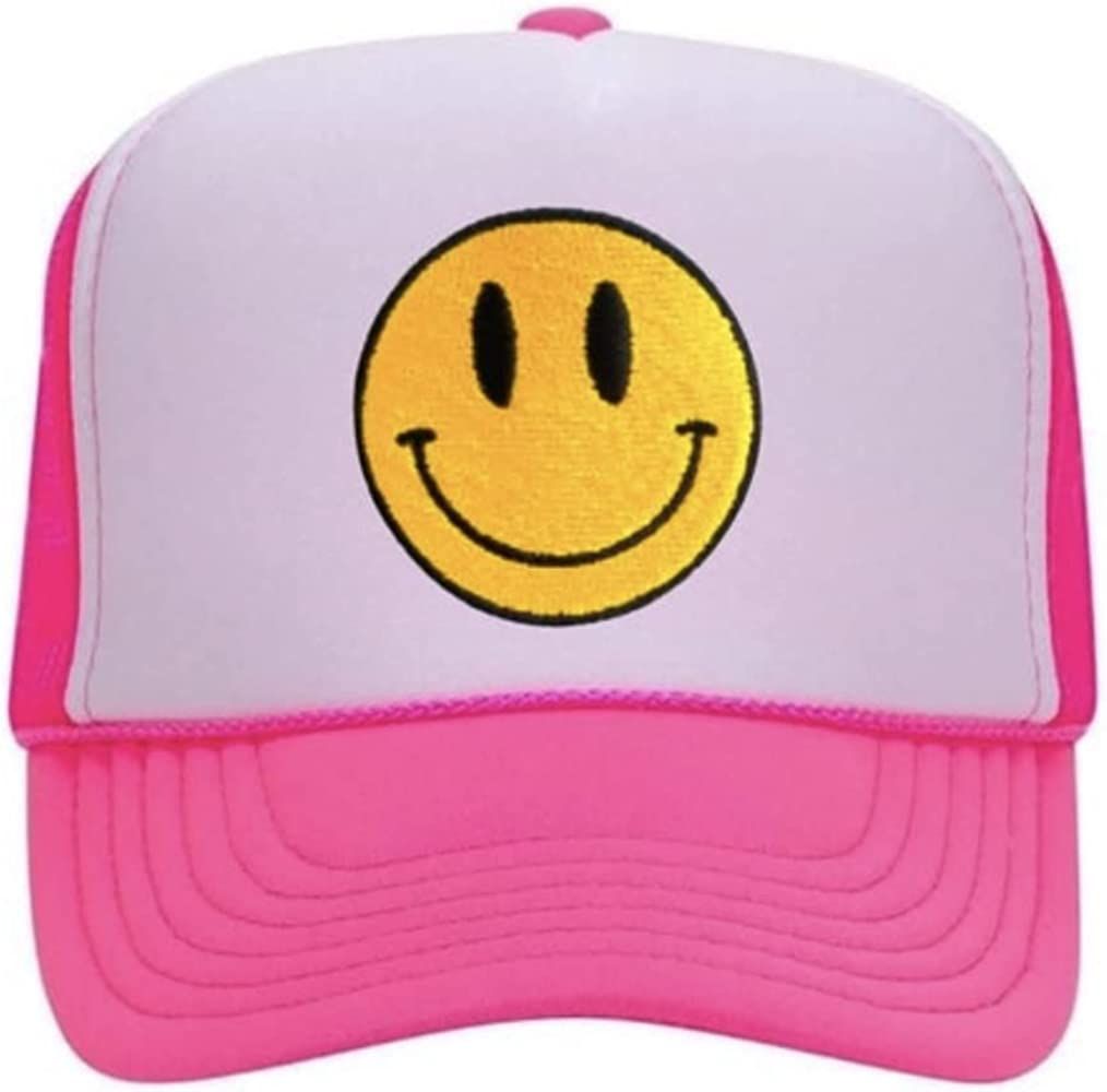 Smile Face Trucker Hat, Trendy Cute Preppy y2k Smile Yellow Emoji Patch Embroidered Adjustable Ba... | Amazon (US)