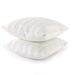 Cheer Collection Faux Fur Throw Pillow (Set of 2) (White - 18 x 18) | Bed Bath & Beyond