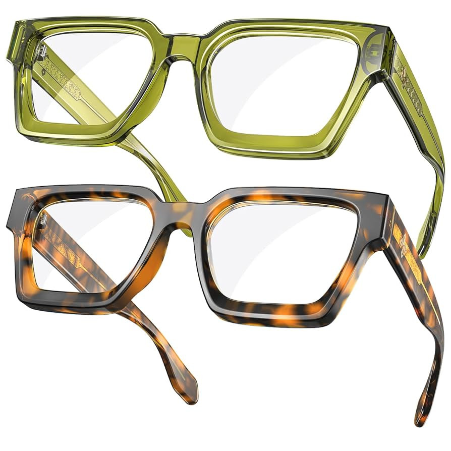 VISOONE 2 Pack Blue Light Blocking Glasses Rectangle Frame and Chic Preppy Look for Women Men RIV... | Amazon (US)
