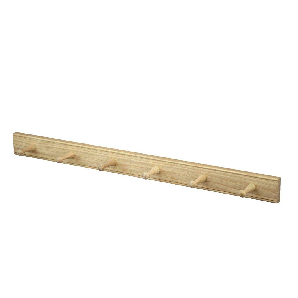 Shaker Oak 6 Peg Rail Natural 91.5x7x8.5cm, Coat Hooks and Rails Range | Amazon (UK)
