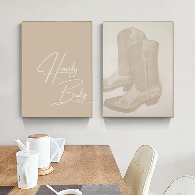 JCSMHVLA Aesthetic Trendy Howdy Baby Wall Art Cowgirl Boots Poster Preppy Aesthetic Painting Cowb... | Amazon (US)