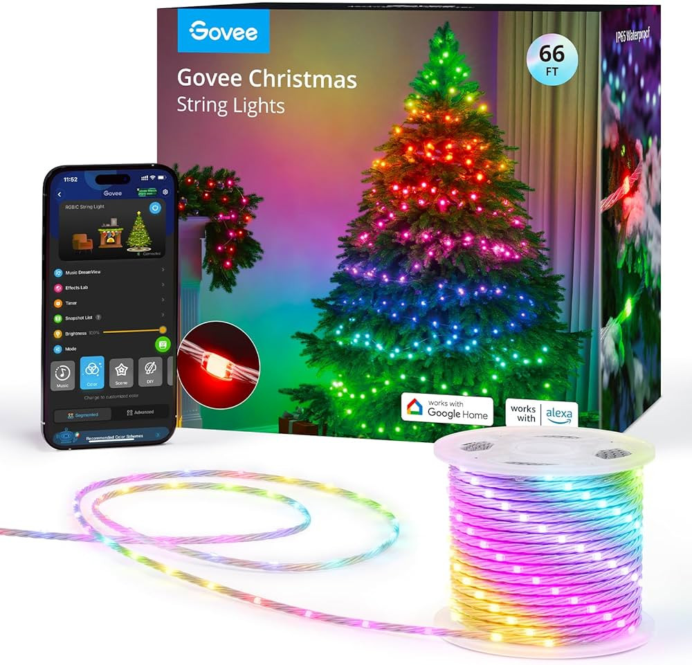 Govee Christmas Lights 66ft, Smart RGBIC Halloween Lights App-Controlled, 99+ Scene Modes, IP65 W... | Amazon (US)