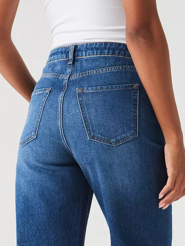 V by Very X Laura Byrnes Displaced Seam Wide Leg Jeans - Dark Wash Blue | Very (UK)