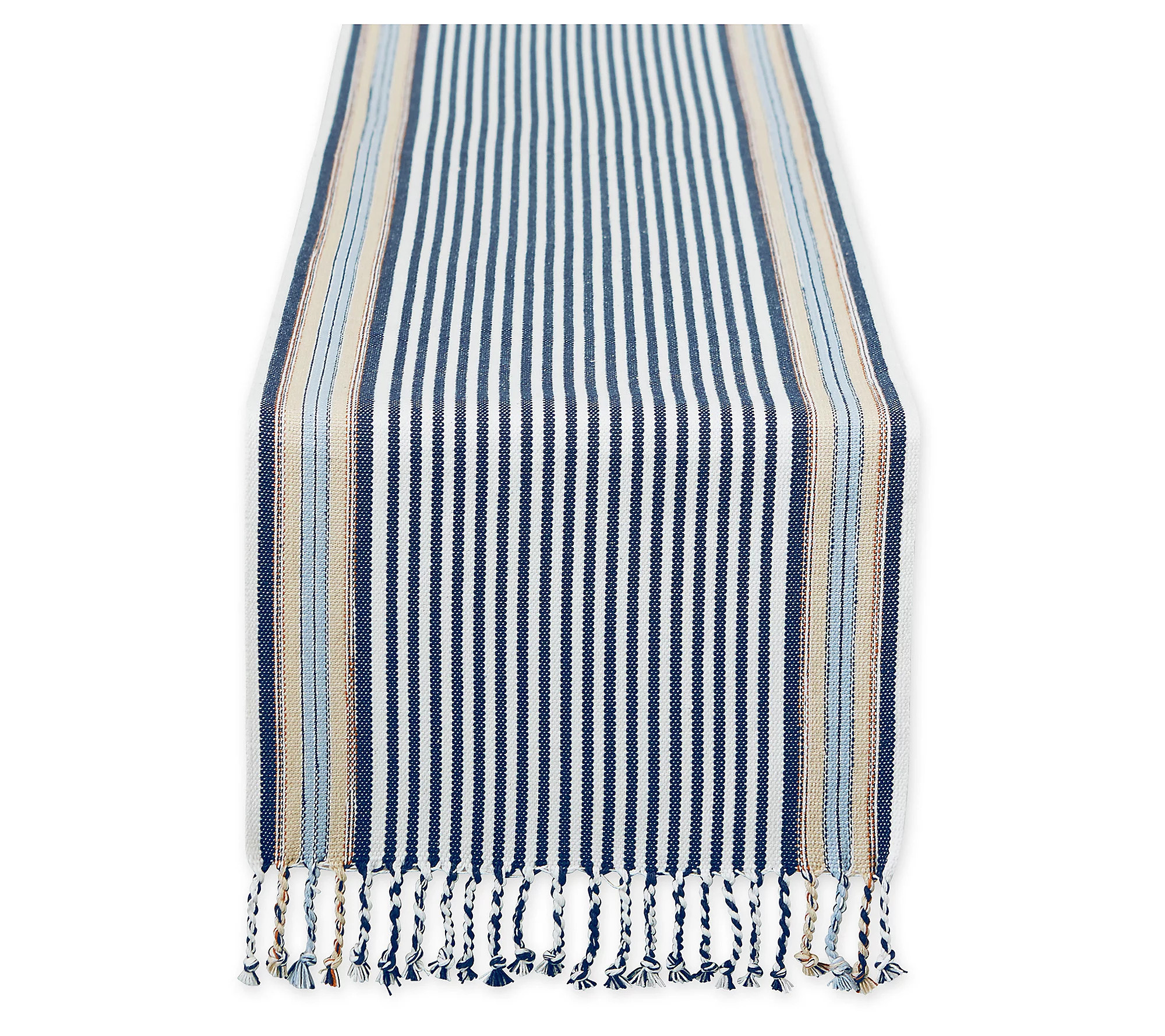 Design Imports Boat House Stripe Fringe Table R unner - 14 X 74 | QVC
