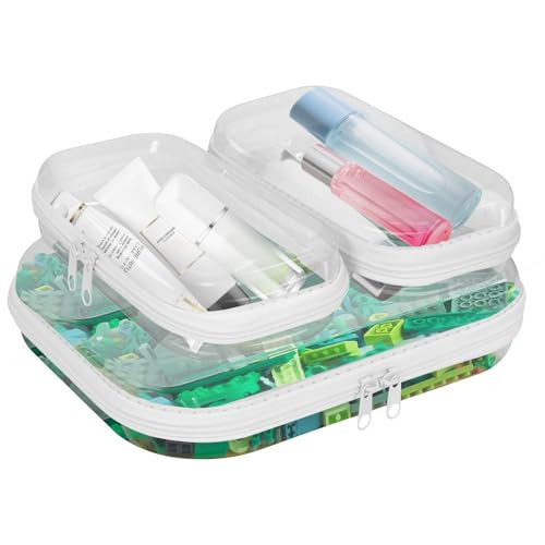 CarryEpic Clear Hard Shell Zipper Cases(3 Packs), Plastic Hard Sided Zippers Pouches Clear Hardshell Pencil Case For Storage, Diaper Bag Organizer Bliss Bins 2*Small/1*Medium | Amazon (US)