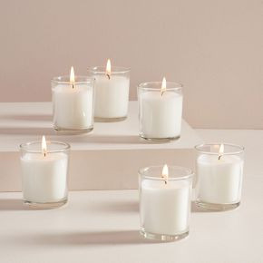 Unscented Wax Glass Votives (Set of 6) | West Elm (US)