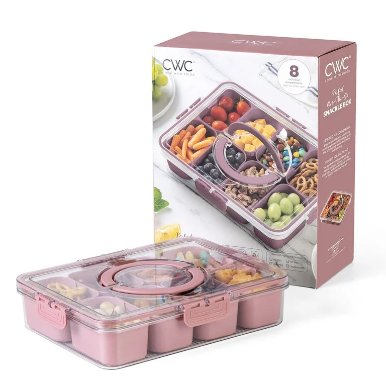 COOK WITH COLOR Snackle Box Container - 8 Compartment Divided Serving Tray with Lid, Portable Sna... | Walmart (US)